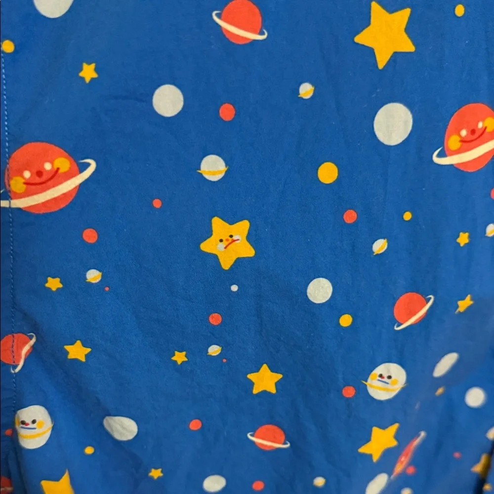 Lily Liliuhms Kids Unisex Blue Cosmic Button Down Shirt EUC Unique Eye-Catching